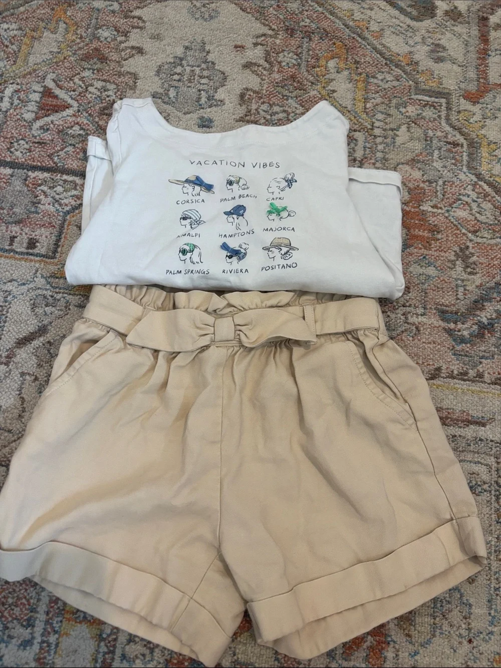 Janie and Jack Cream Paperbag Waist Shorts with Bow Tie